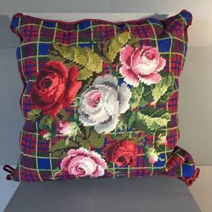 Lillian Vernon floral plaid red velvet pillow set